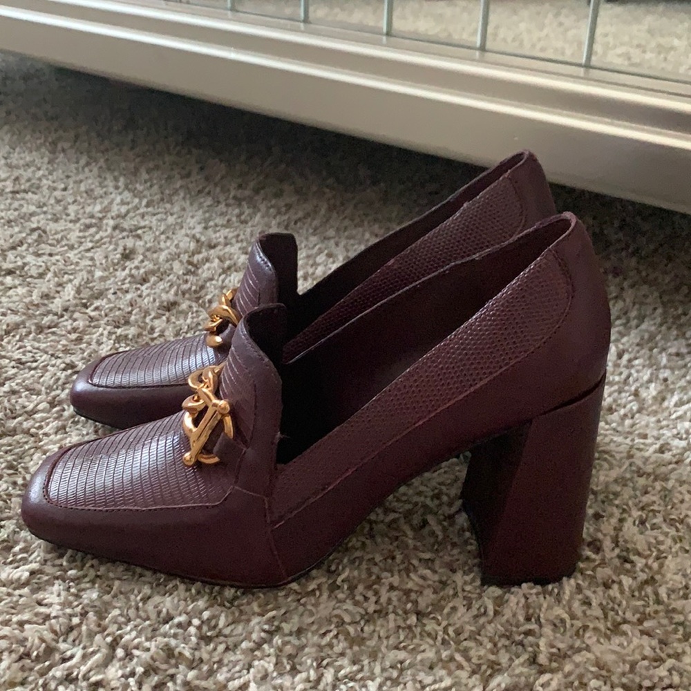 Brand New Gibson & Latimer Ritah Lizard Embossed Block Heel Loafer Pumps
